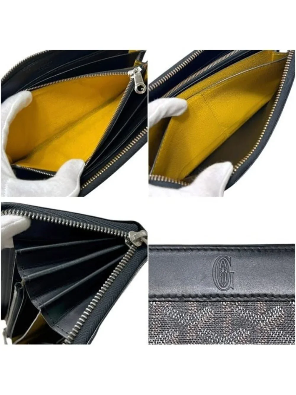 Goyard Zip Around Wallet Matignon GM Round Zip Leather Black Herringbone